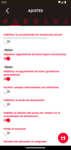 Activar la función de rastreador de barriles en la configuración | Telesto