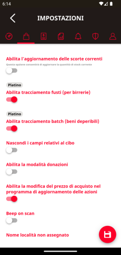 Attivazione della funzione di monitoraggio dei fusti nelle impostazioni | Telesto