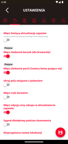 Aktywacja funkcji śledzenia beczki w ustawieniach | Telesto