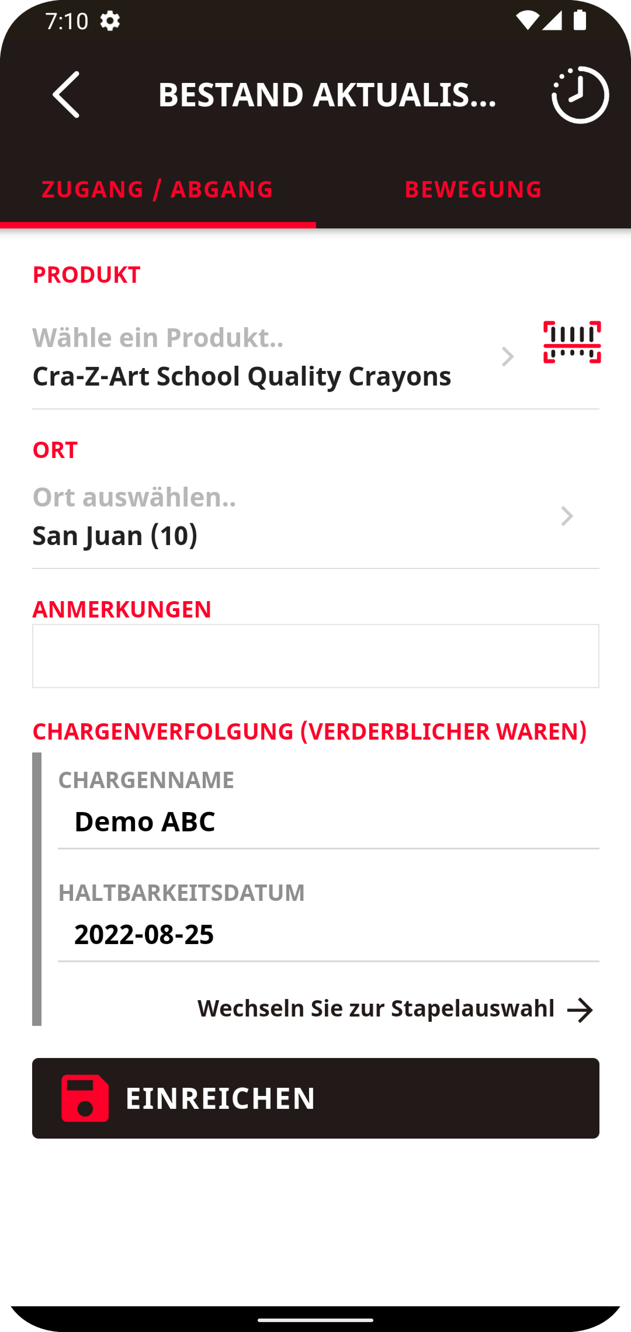 Bestandsverwaltungssystem für verderbliche Lebensmittel