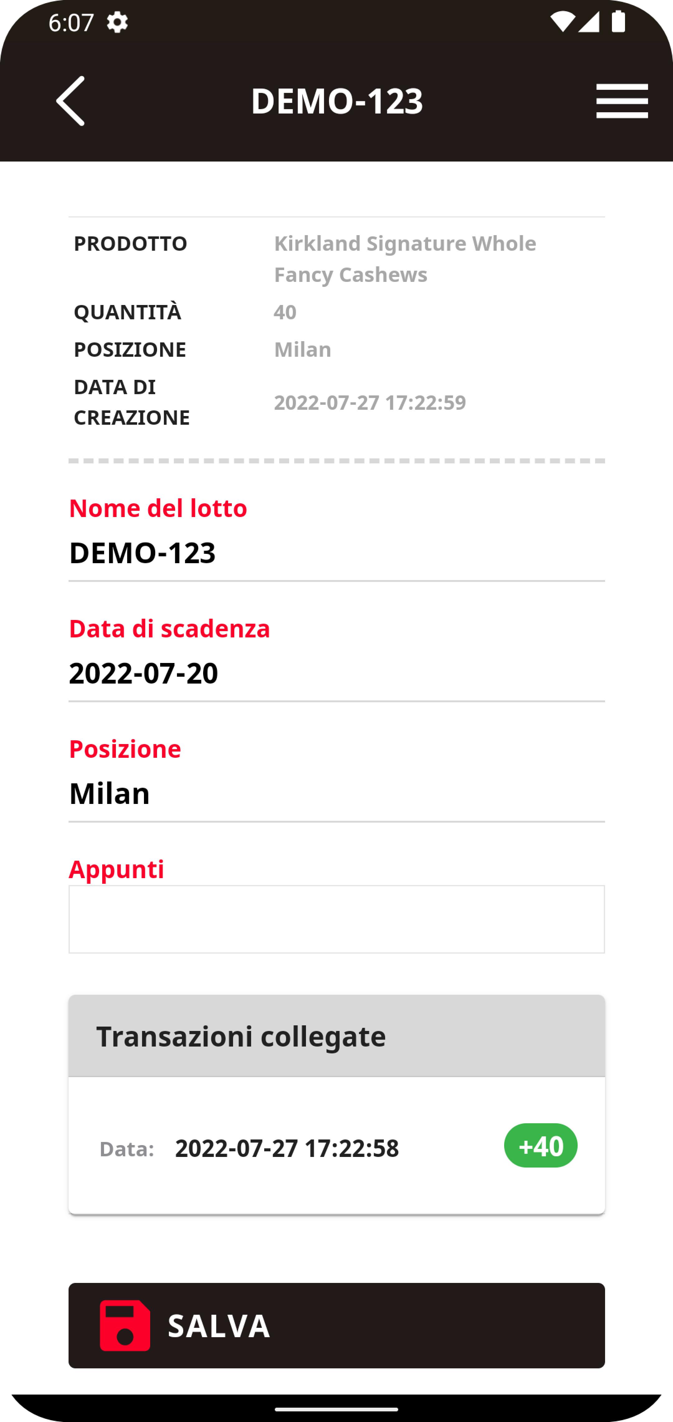Sistema di gestione dell'inventario degli alimenti deperibili