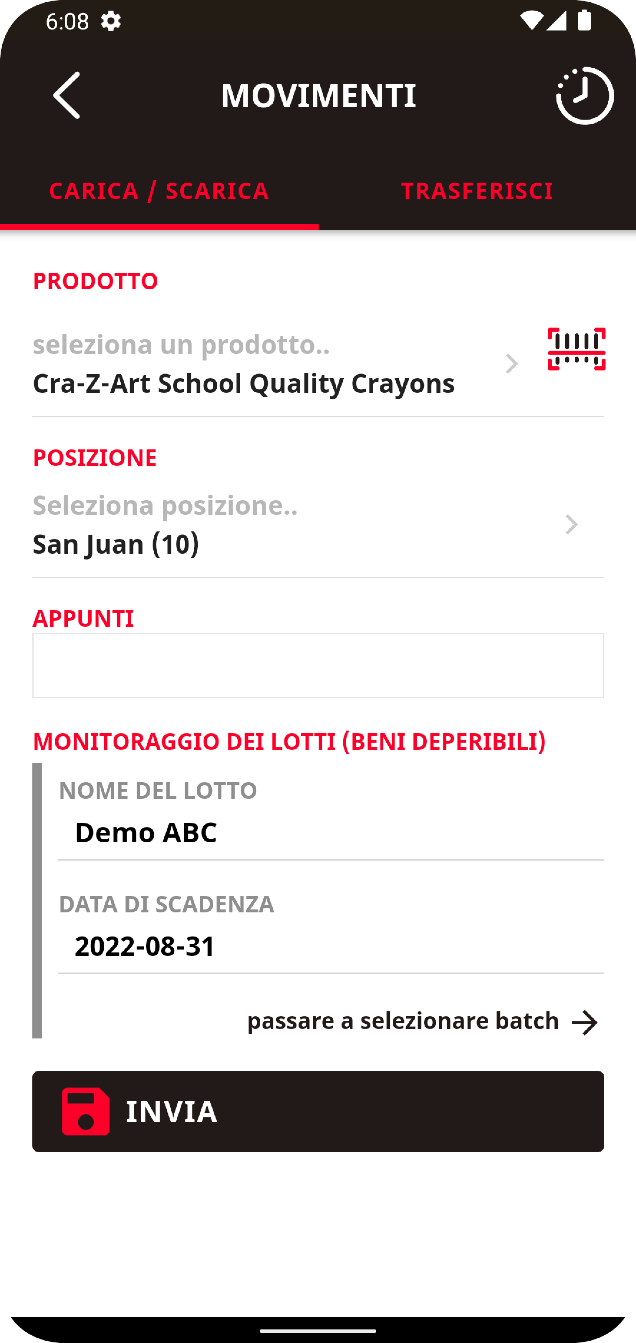 Sistema di gestione dell'inventario degli alimenti deperibili